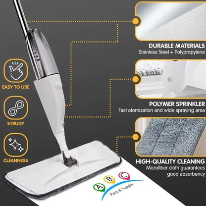 360° Spray Mop Cleaner with Refillable Water Tank & Microfiber Pad