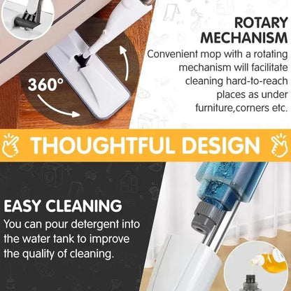 360° Spray Mop Cleaner with Refillable Water Tank & Microfiber Pad