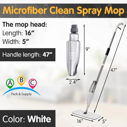 360° Spray Mop Cleaner with Refillable Water Tank & Microfiber Pad